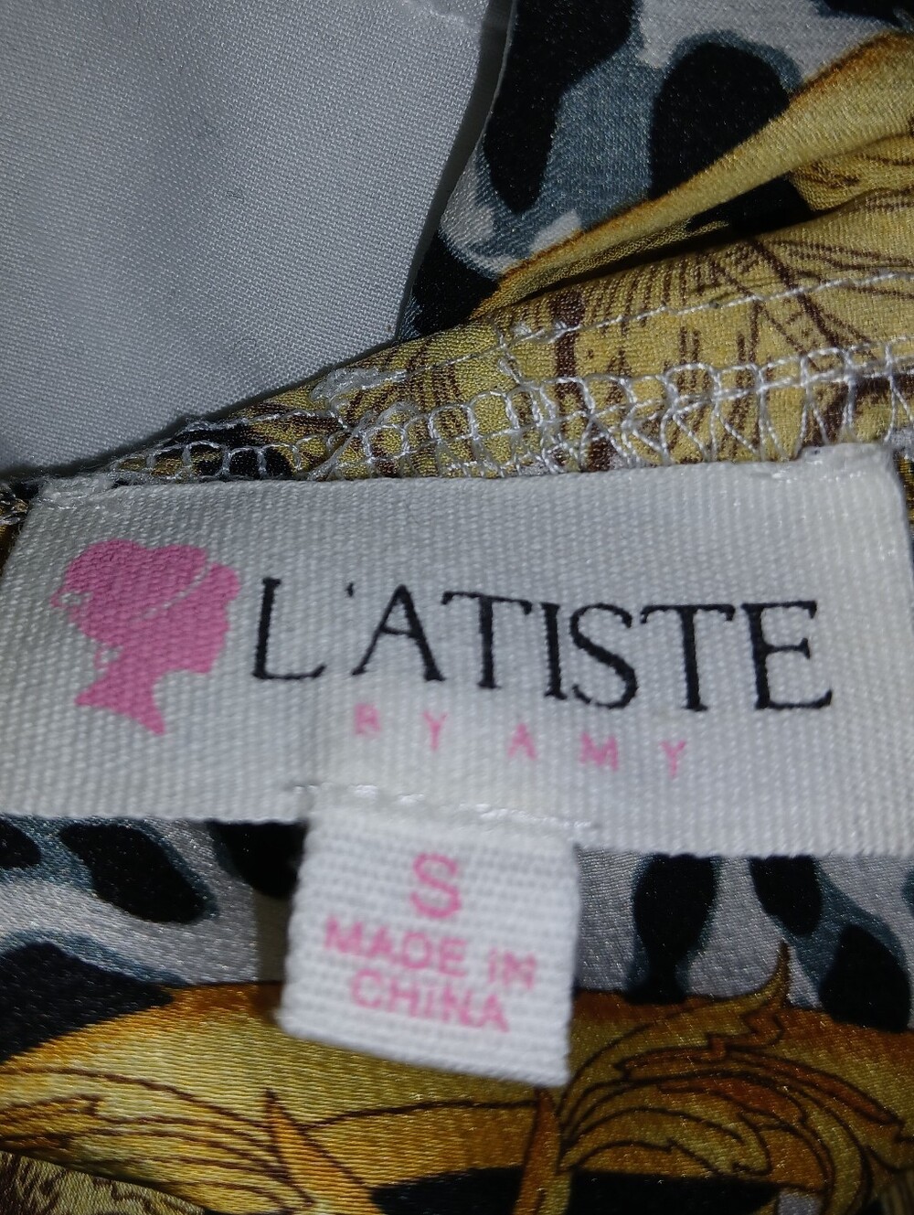 L'Atiste Baroque Leopard Handkerchief Halter Top - Picture 3 of 4